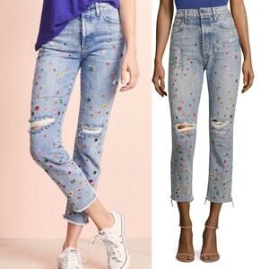 AO.LA  Alice + Olivia Whimsical Grommet Jean Sz 28 Indie High Rise MSRP $495.00